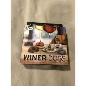 Fred WINER DOGS Dachshund Dog Drink Wine Markers, Set of 6 Wine Glass Figures *